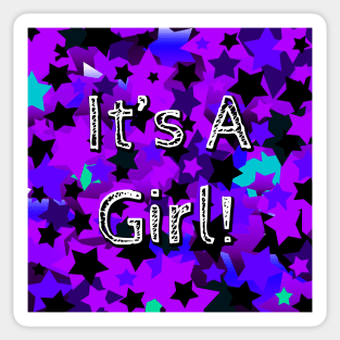 It's A Girl! Purple Stars Sticker